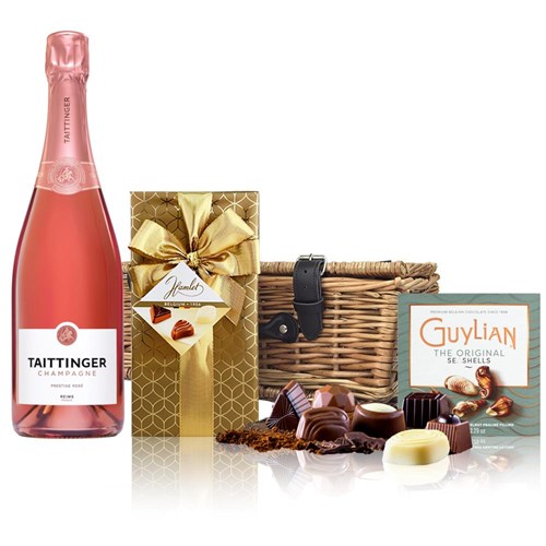 Taittinger Rose Champagne 75cl And Chocolates Hamper